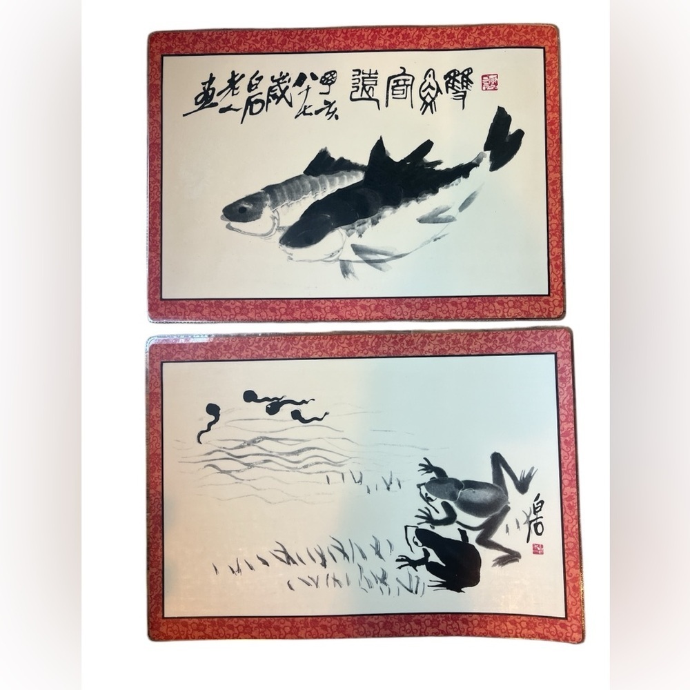 Paintings of Ch'i Pai-shih Chinese Art Prints table Placemats set 2 Laminated